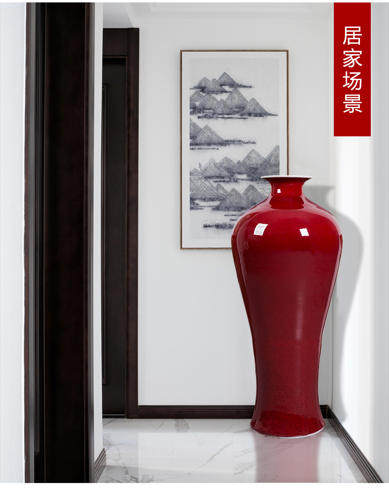 Jingdezhen ceramics originality of large vase oversized red bottle hotel sitting room adornment is placed