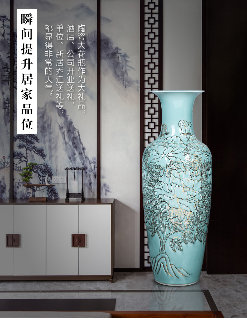 Jingdezhen ceramics craft anaglyph hand - made paint large vases, large sitting room place, a new Chinese style hotel