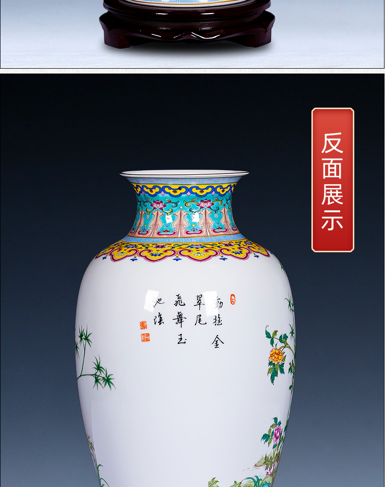 Jingdezhen ceramics enamel pastel colored vases furnishing articles of new Chinese style household flower adornment handicraft sitting room