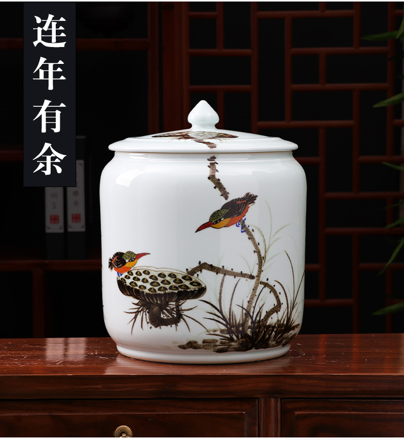 Jingdezhen manual hand - made ceramic tea pot of large storage tank porcelain Chinese style home sitting room adornment is placed