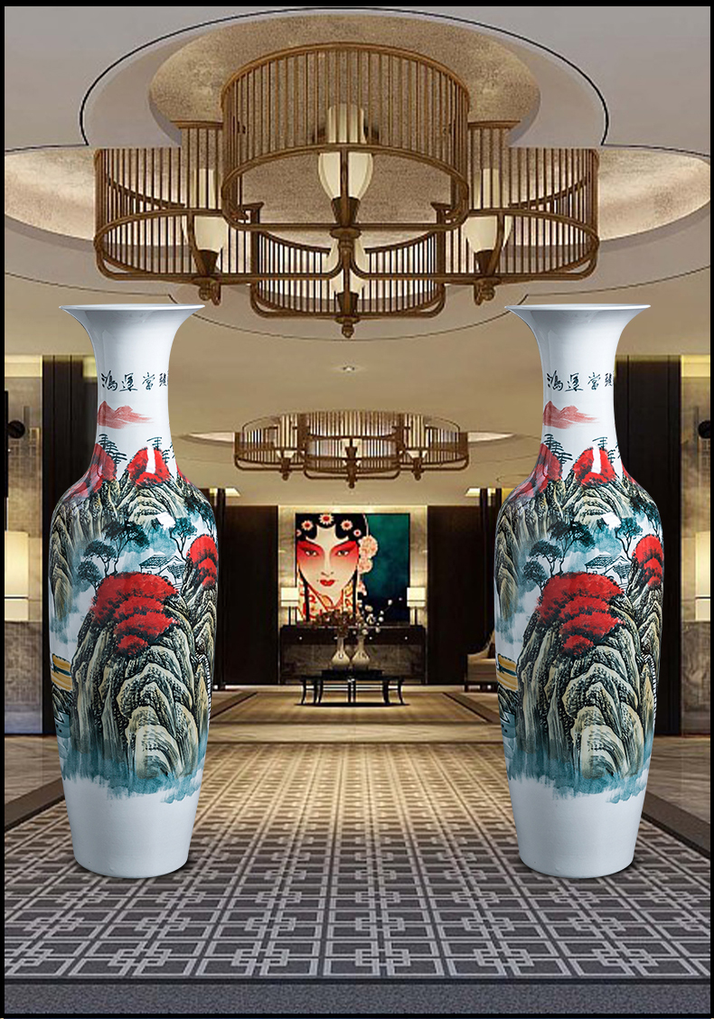 Jingdezhen ceramics luck, blooming flowers, large sitting room adornment is placed large vase hotel