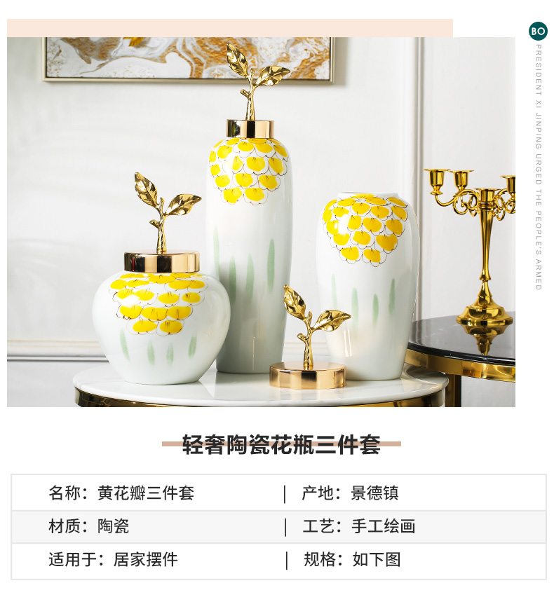 Jingdezhen porcelain vases, ceramic creative furnishing articles sitting room put the dried flower implement new Chinese style household adornment ornament