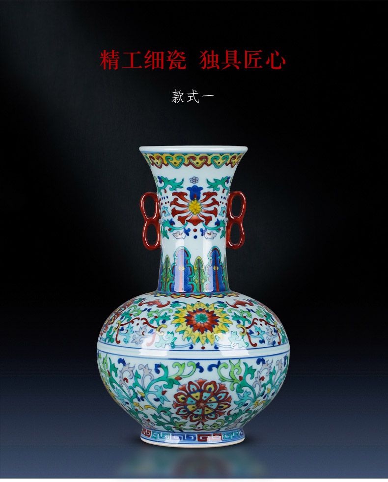 Jingdezhen ceramics furnishing articles hand - made archaize yongzheng blue - and - white youligong ears vases, antique household act the role ofing is tasted