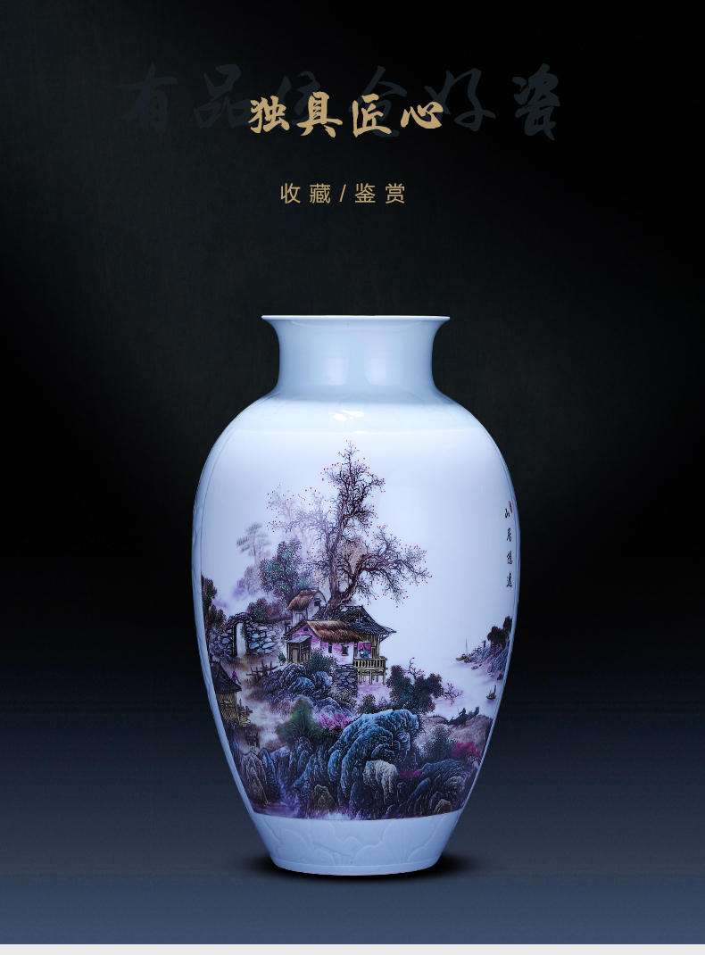 Jingdezhen ceramics pastel landscape of large vase large modern Chinese flower arranging sitting room TV ark, furnishing articles