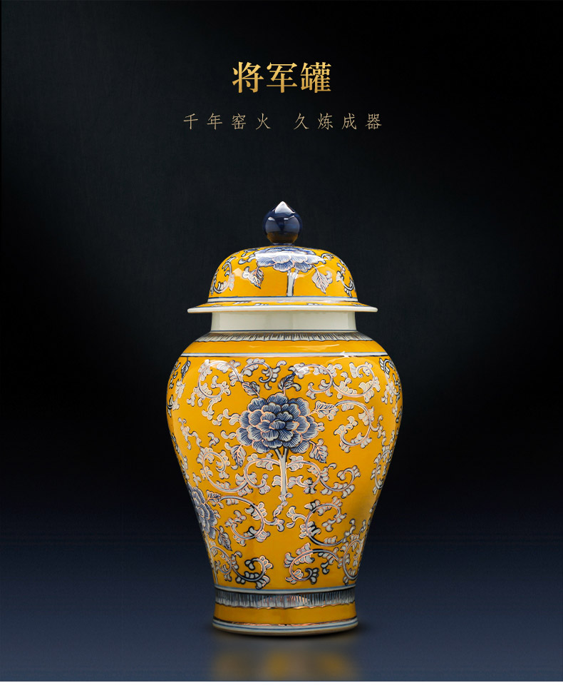 Jingdezhen chinaware paint hand - made vases, antique Chinese style light key-2 luxury living room TV cabinet decoration handicraft furnishing articles