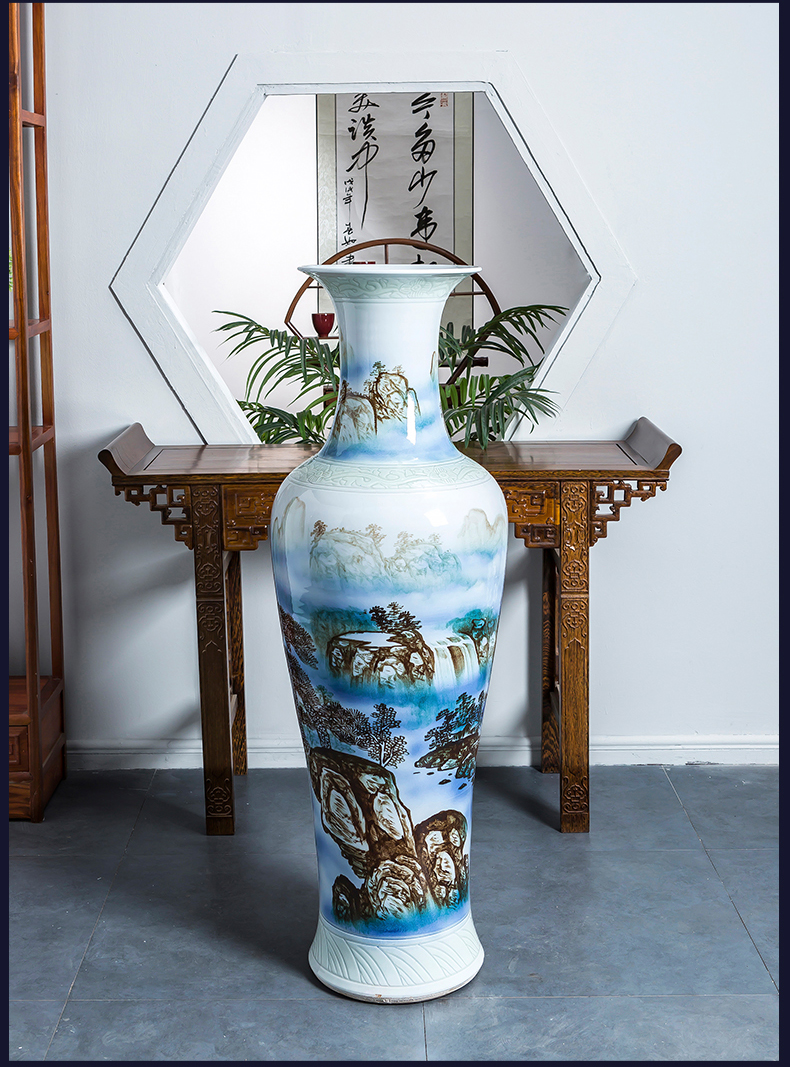 The Big vase hand - made porcelain of jingdezhen ceramics landscape decoration to the hotel housewarming landing furnishing articles to heavy large living room