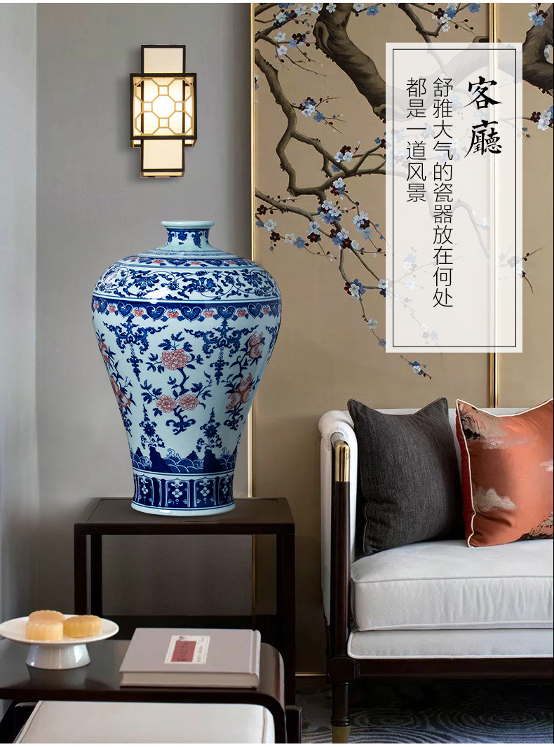 Jingdezhen ceramics archaize large blue and white porcelain vase porch TV ark, sitting room adornment of Chinese style household furnishing articles