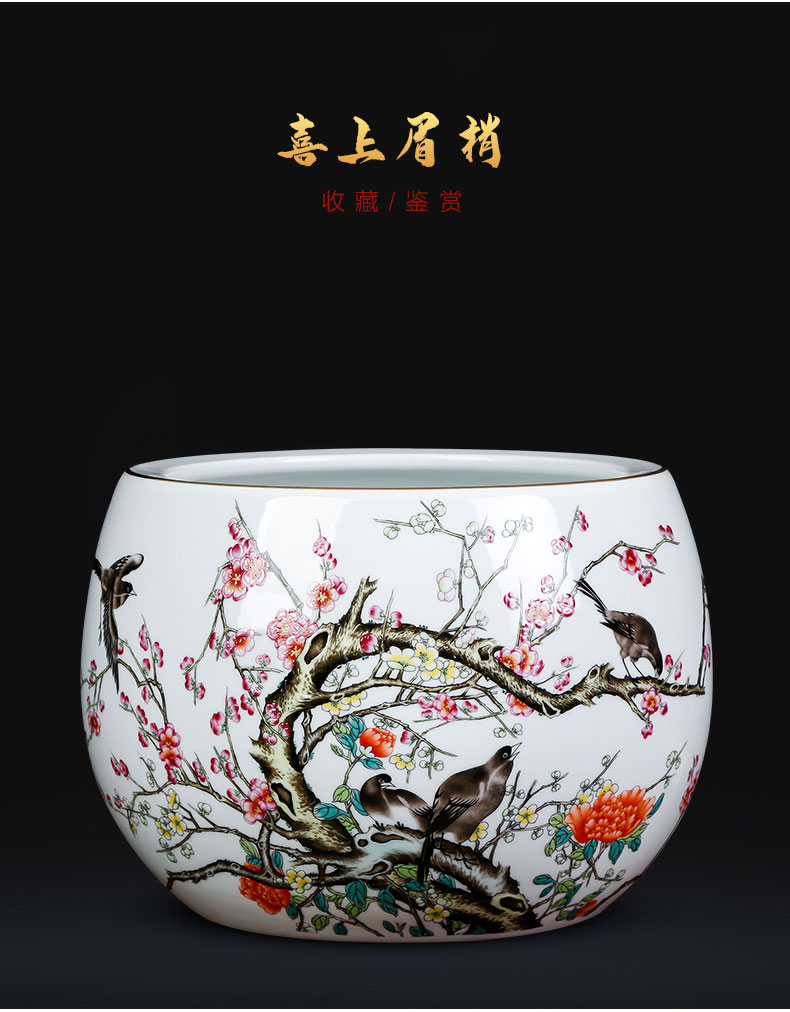 Jingdezhen ceramics powder enamel cornucopia cylinder creative household adornment TV ark, place of the sitting room porch decoration