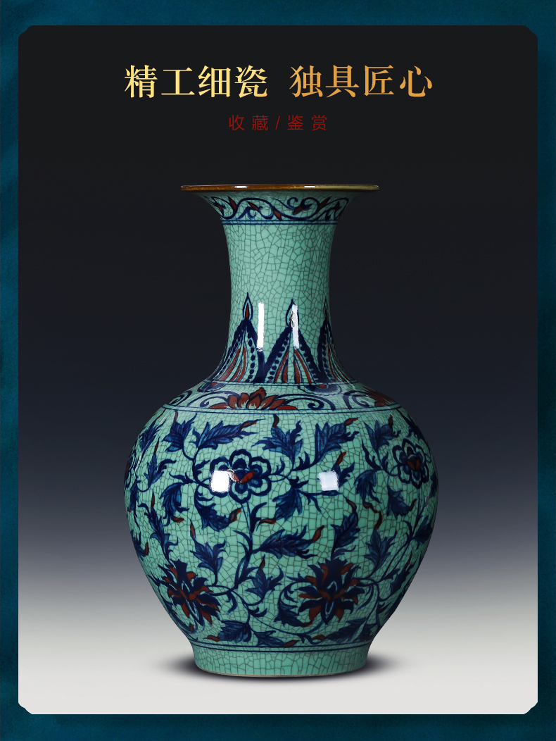 Hand draw large antique vase of blue and white porcelain of jingdezhen ceramics furnishing articles vintage porcelain landing sitting room adornment