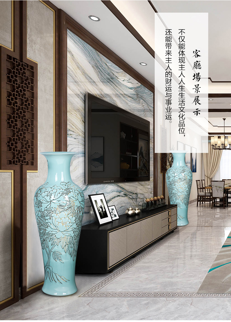 Jingdezhen ceramics craft anaglyph hand - made paint large vases, large sitting room place, a new Chinese style hotel