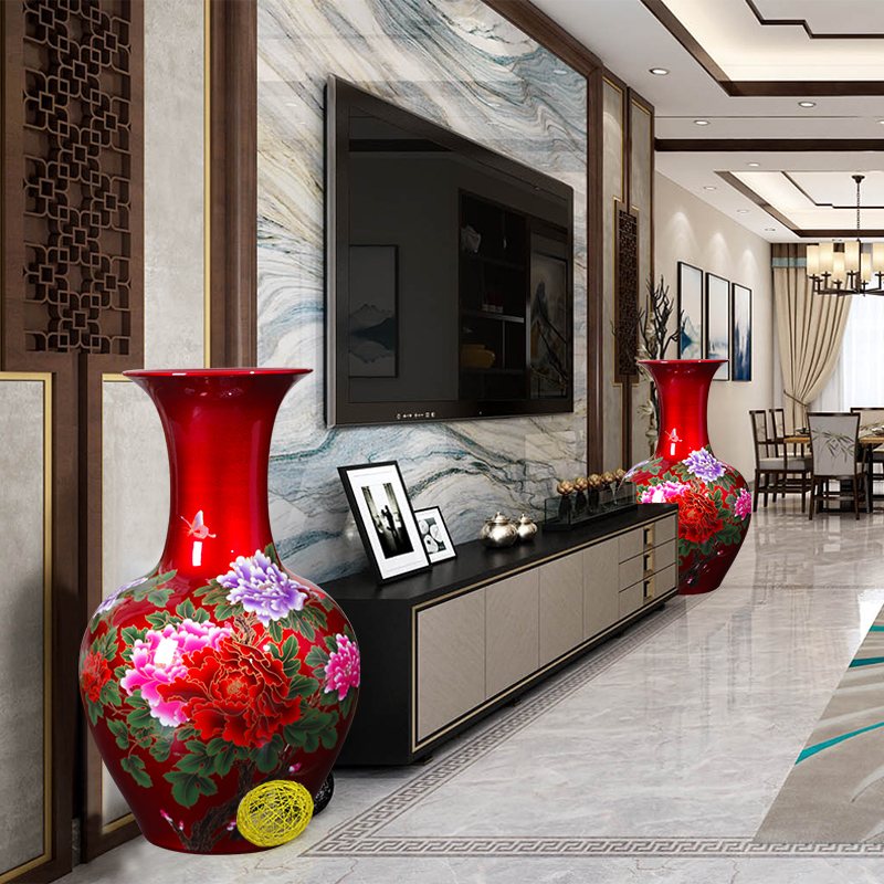 Jingdezhen of large vases, ceramic furnishing articles extra large sitting room of Chinese style household flower arranging hotel manual ornament