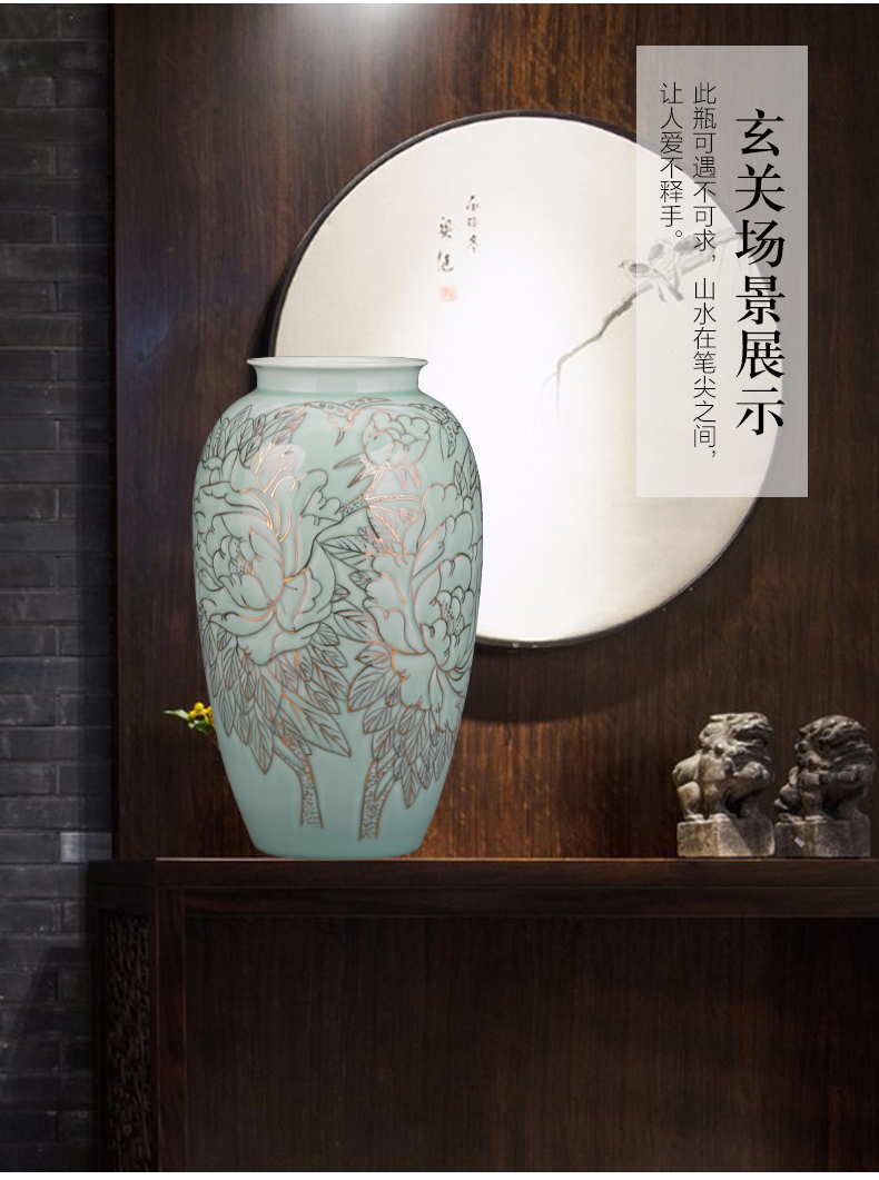 Hand the see colour blue glaze porcelain jingdezhen ceramics vase landed a large Chinese sitting room adornment is placed