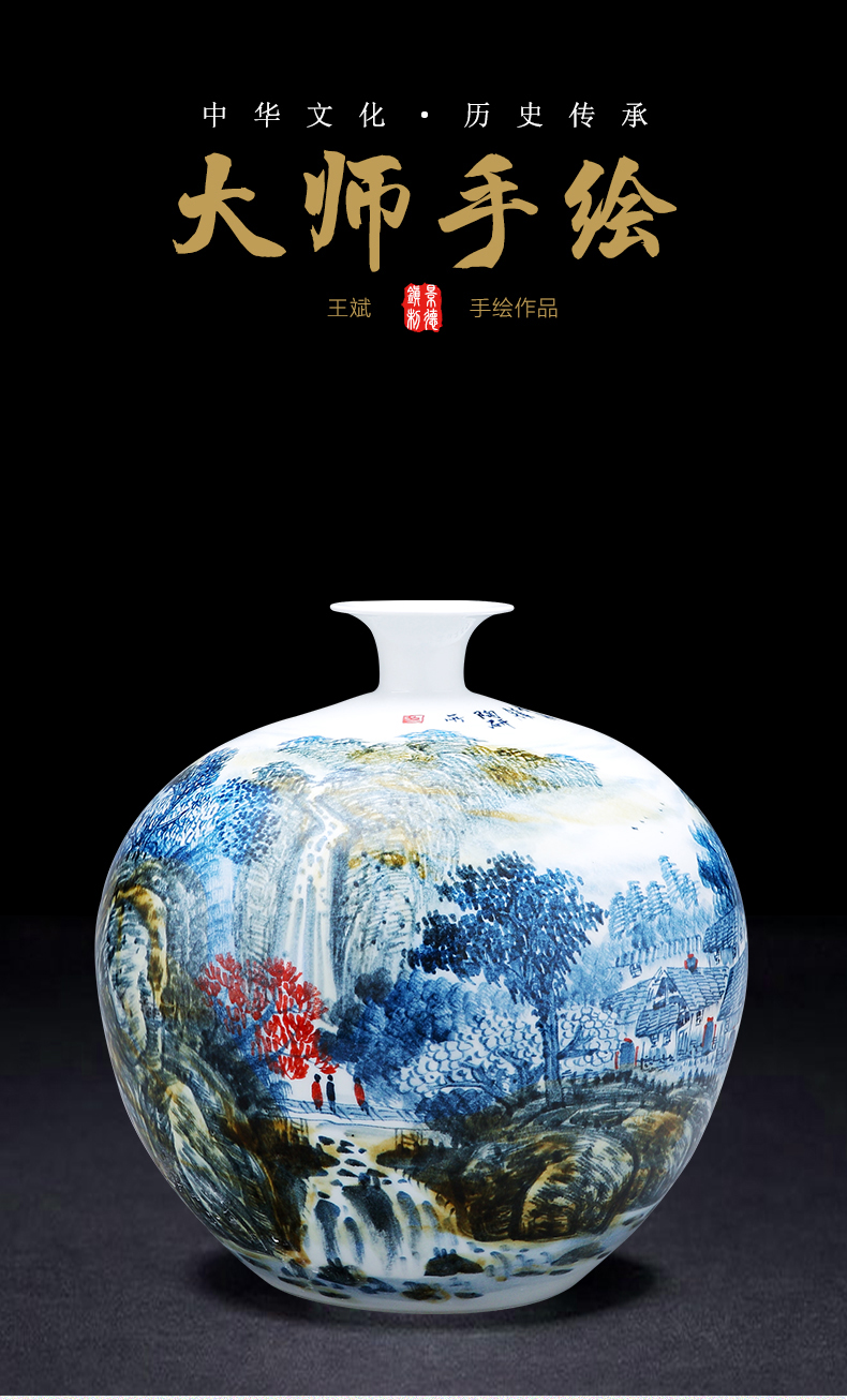 Jingdezhen porcelain vases, pottery and porcelain large hand - made flower arranging new Chinese style living room TV ark, home furnishing articles