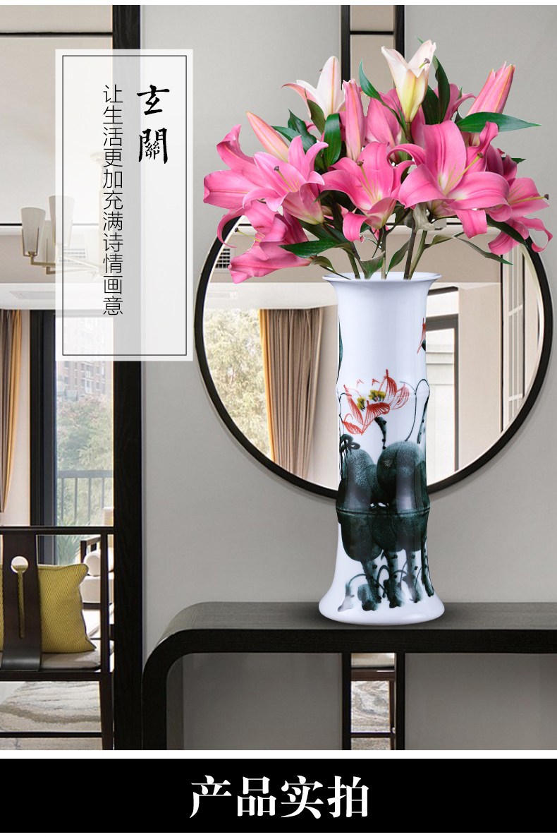 Jingdezhen ceramics have lucky bamboo vases, flower arranging furnishing articles sitting room ground large - sized straight aquatic culture flower arrangement