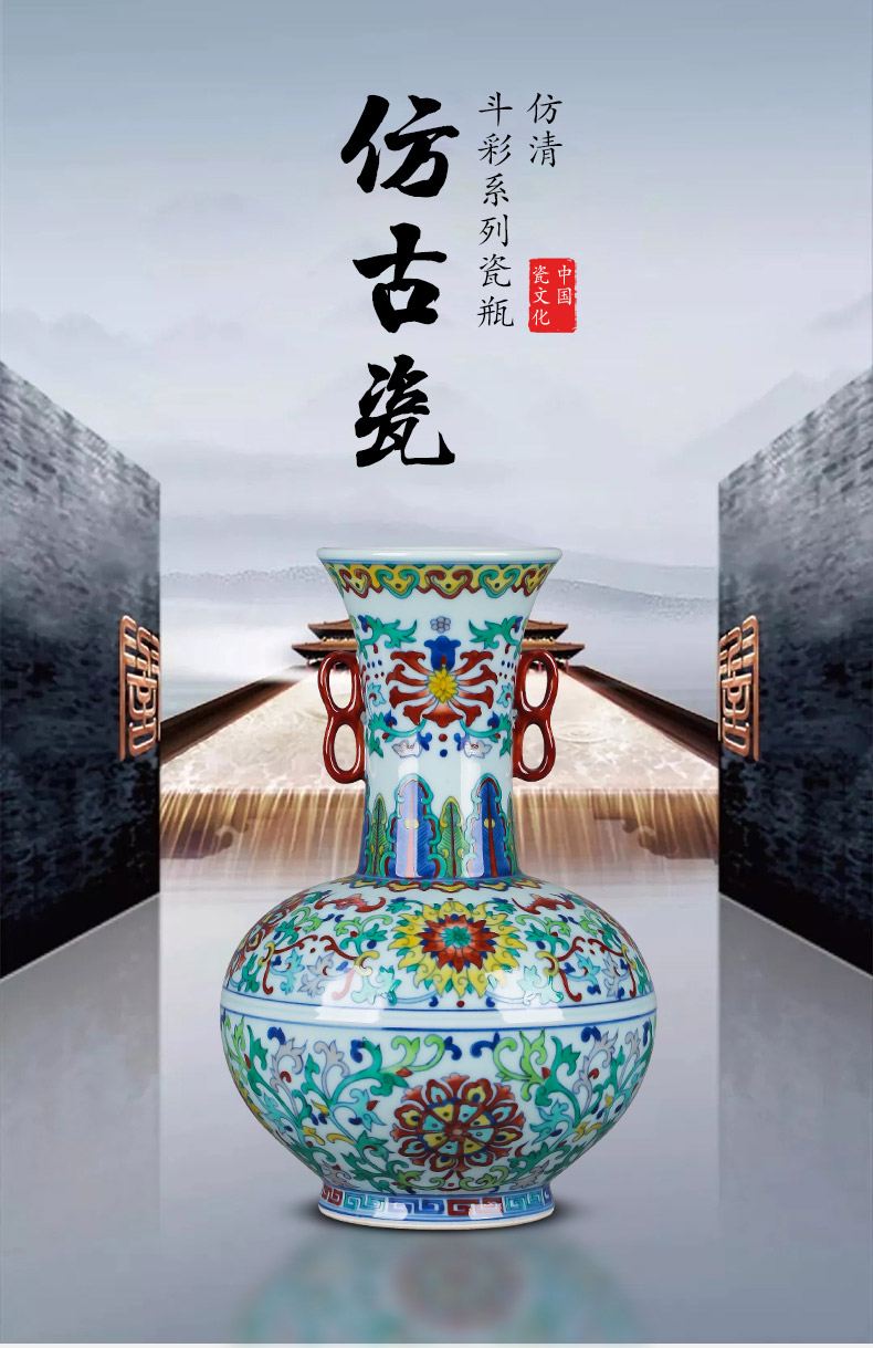 Jingdezhen ceramics furnishing articles hand - made archaize yongzheng blue - and - white youligong ears vases, antique household act the role ofing is tasted