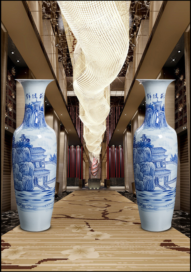 Jingdezhen ceramics hand - made bright future of large blue and white porcelain vase hotel decoration furnishing articles large living room