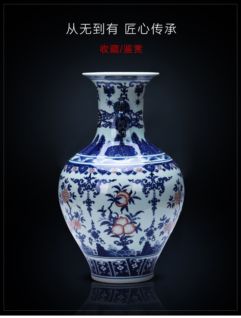 Jingdezhen ceramics archaize large blue and white porcelain vase porch TV ark, sitting room adornment of Chinese style household furnishing articles