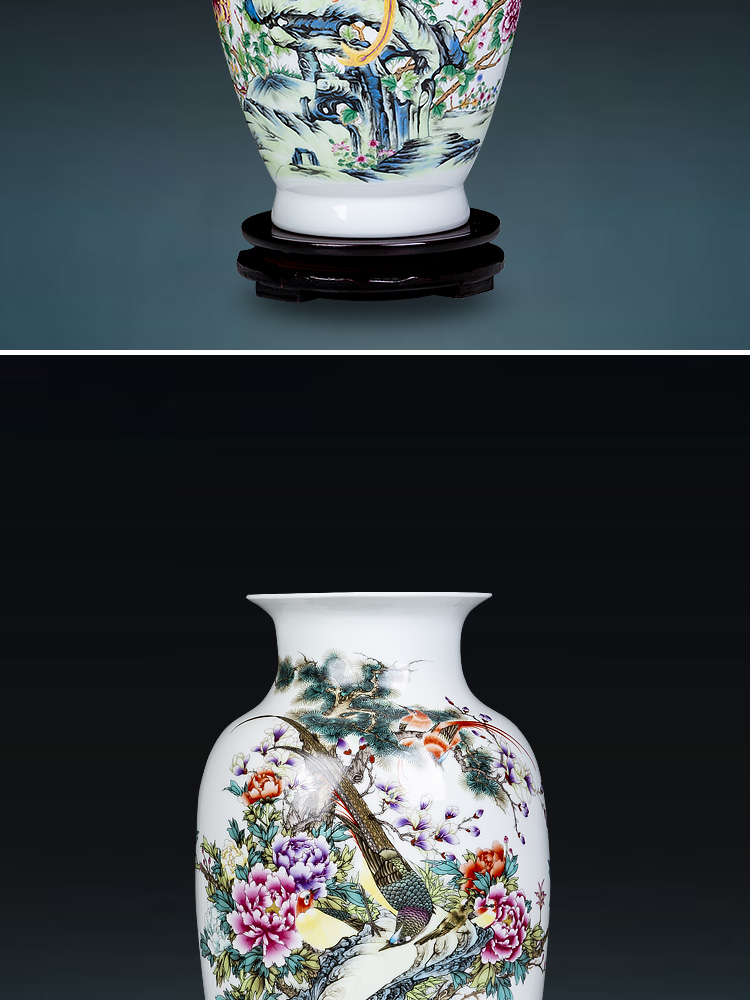 Jingdezhen ceramics powder enamel vase of TV ark, wine bottle of Chinese flower arrangement sitting room household adornment furnishing articles