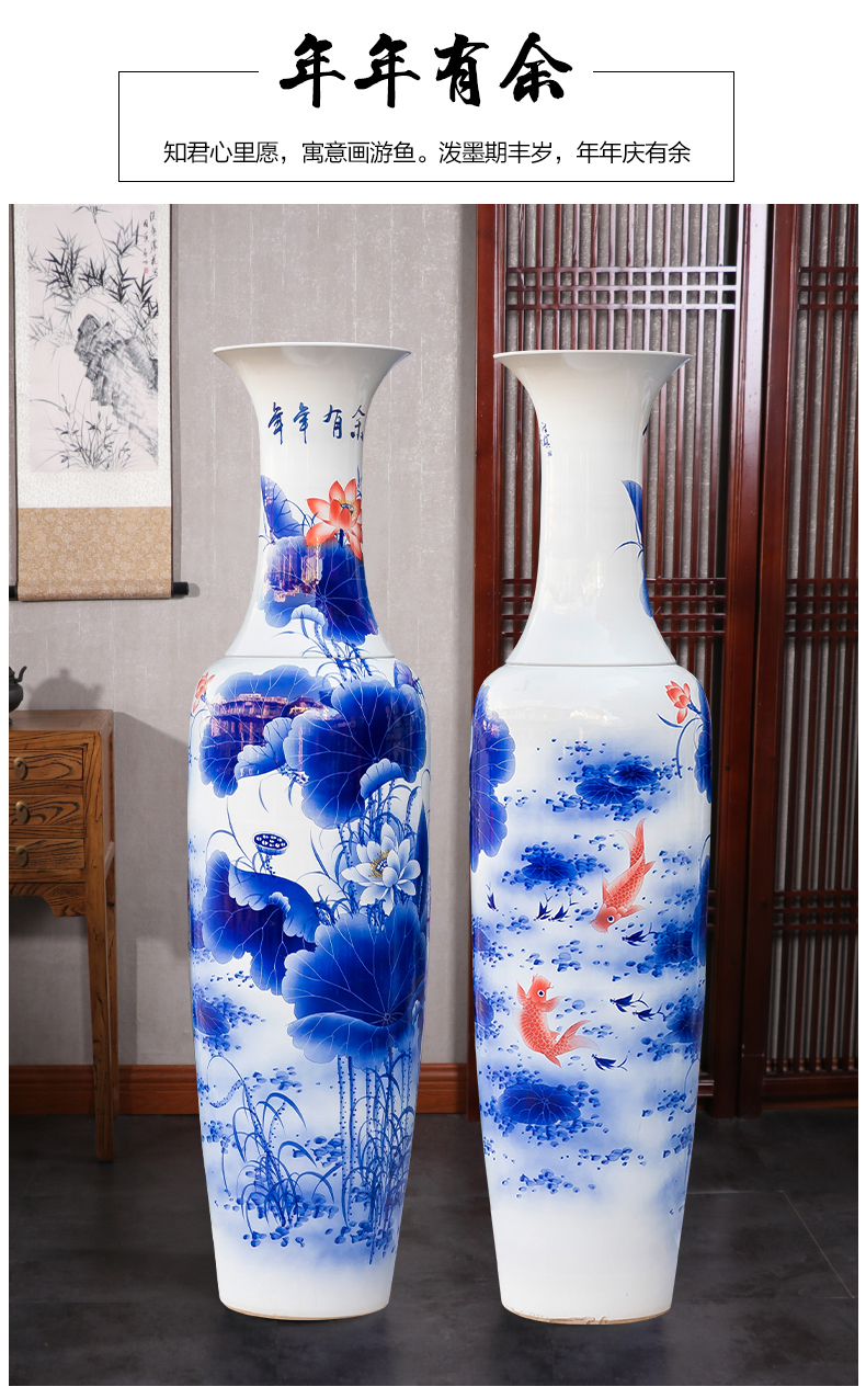 Jingdezhen ceramic floor big vase large furnishing articles hand - made the sitting room of Chinese style household act the role ofing is tasted decoration to the hotel opening