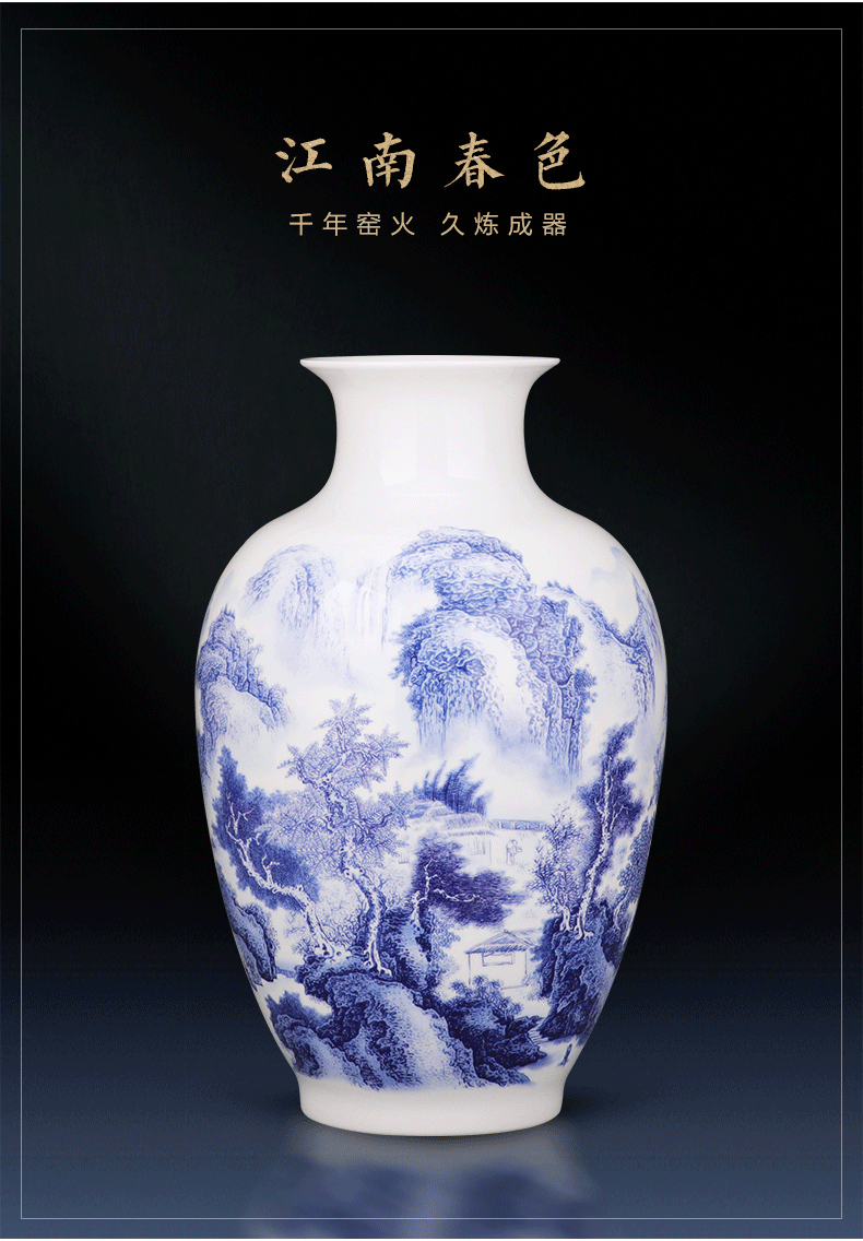 Jingdezhen blue and white porcelain vases, pottery and porcelain sitting room place flower arranging Chinese style household adornment porcelain of TV ark