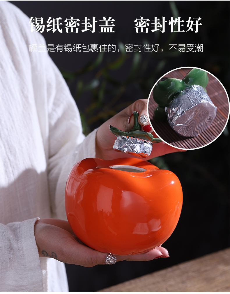 All the best ceramic little persimmon tea pot small sealed as cans and POTS creative jewelry handicraft furnishing articles