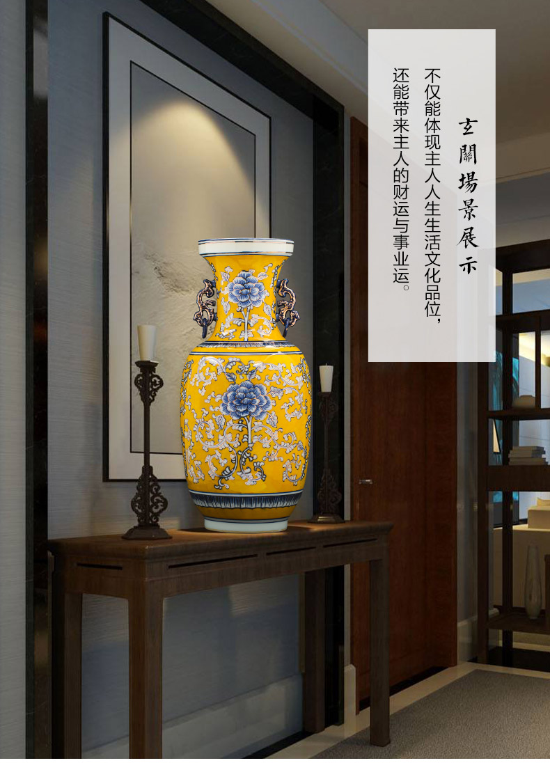 Jingdezhen chinaware paint hand - made vases, antique Chinese style light key-2 luxury living room TV cabinet decoration handicraft furnishing articles