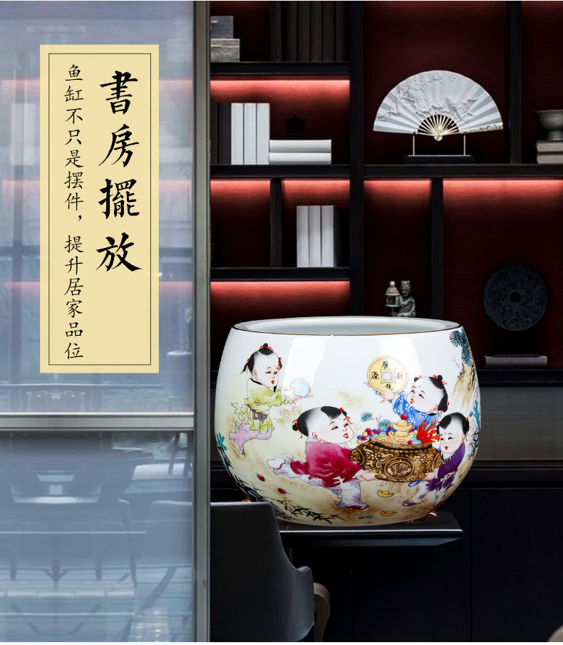 Jingdezhen ceramics powder enamel cornucopia cylinder creative household adornment TV ark, place of the sitting room porch decoration