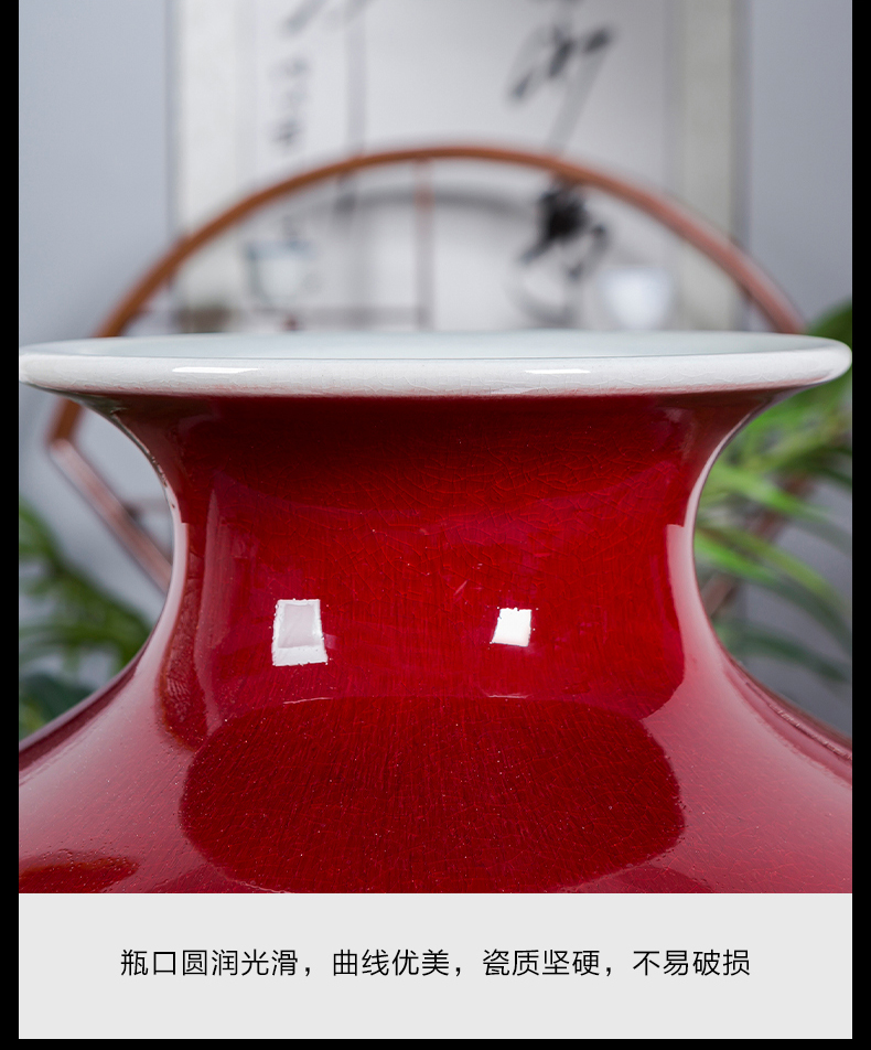 Jingdezhen ceramics originality of large vase oversized red bottle hotel sitting room adornment is placed