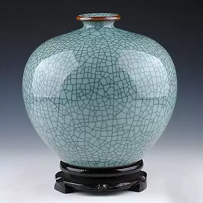 Jingdezhen ceramic antique crack official kiln vase handmade pomegranate bottle creative retro Chinese home accessories