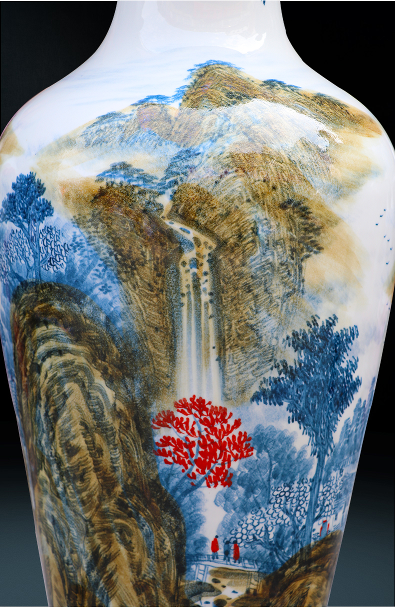 Jingdezhen ceramic vase landed a large porcelain hand - made of new Chinese style living room furnishing articles of blue and white porcelain hotel decoration