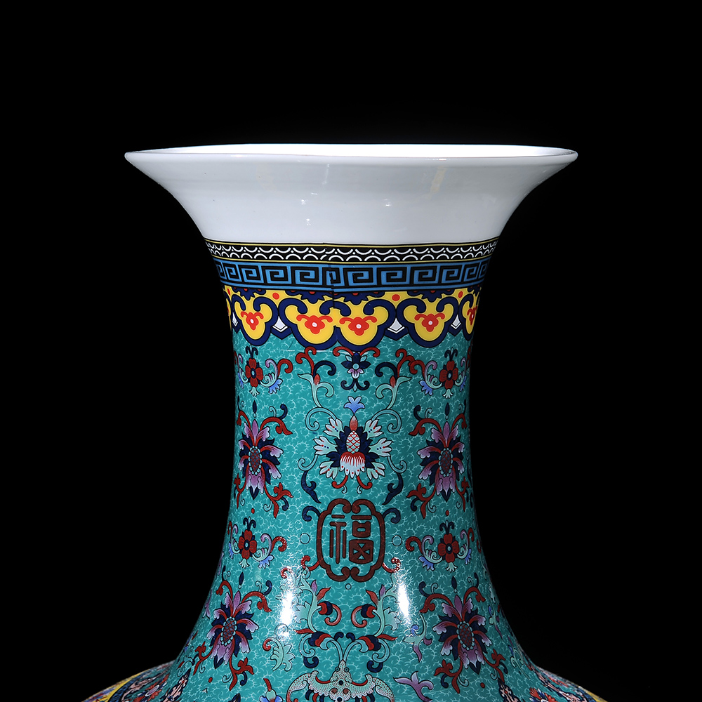 Jingdezhen ceramics high landing big vase furnishing articles large home sitting room adornment European colored enamel porcelain