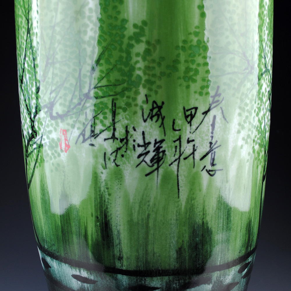 Jingdezhen ceramic vase large landing hand - made jiangnan spring quiver hotel flower arrangement sitting room adornment is placed