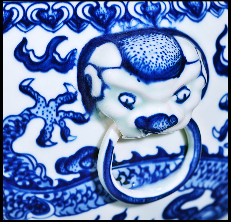 Hand - made cornucopia of blue and white porcelain of jingdezhen ceramics feng shui plutus furnishing articles sitting room of the new Chinese style household ornaments