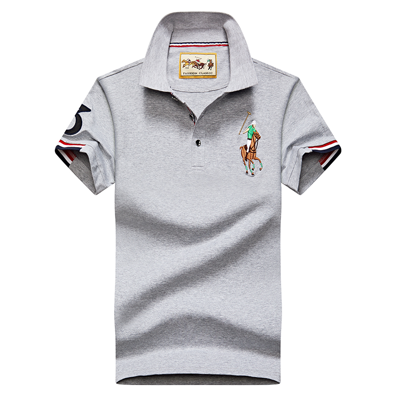Grey 8633Embroidery label Polo shirt man Lapel Short sleeve T-shirt middle age Have leadership T Compassionate business affairs Dad Costume summer Paul's shirt