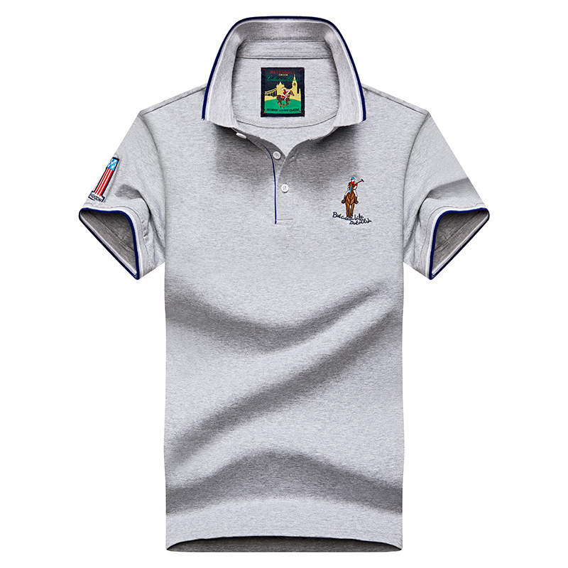 Grey 8631Embroidery label Polo shirt man Lapel Short sleeve T-shirt middle age Have leadership T Compassionate business affairs Dad Costume summer Paul's shirt