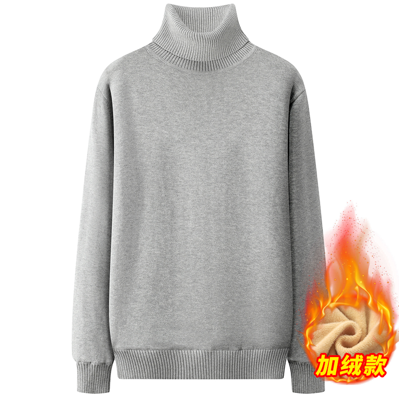 Cộng với nhung cao cổ đầu áo len nam màu tinh khiết knitsweater dày cậu bé thủy triều tinh khiết bông áo len áo len trẻ.