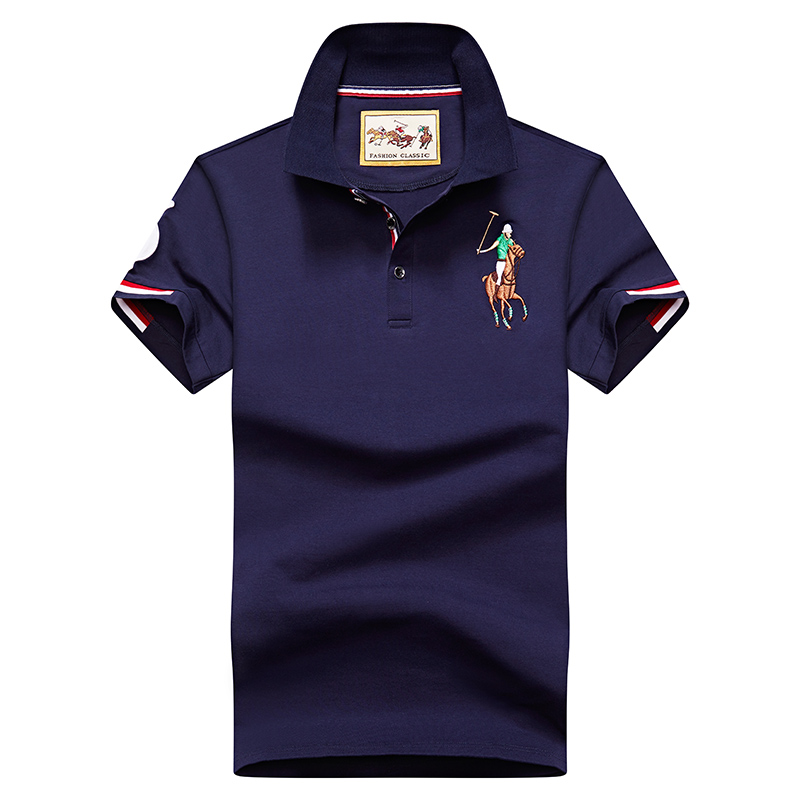 Dark Blue 8633Embroidery label Polo shirt man Lapel Short sleeve T-shirt middle age Have leadership T Compassionate business affairs Dad Costume summer Paul's shirt