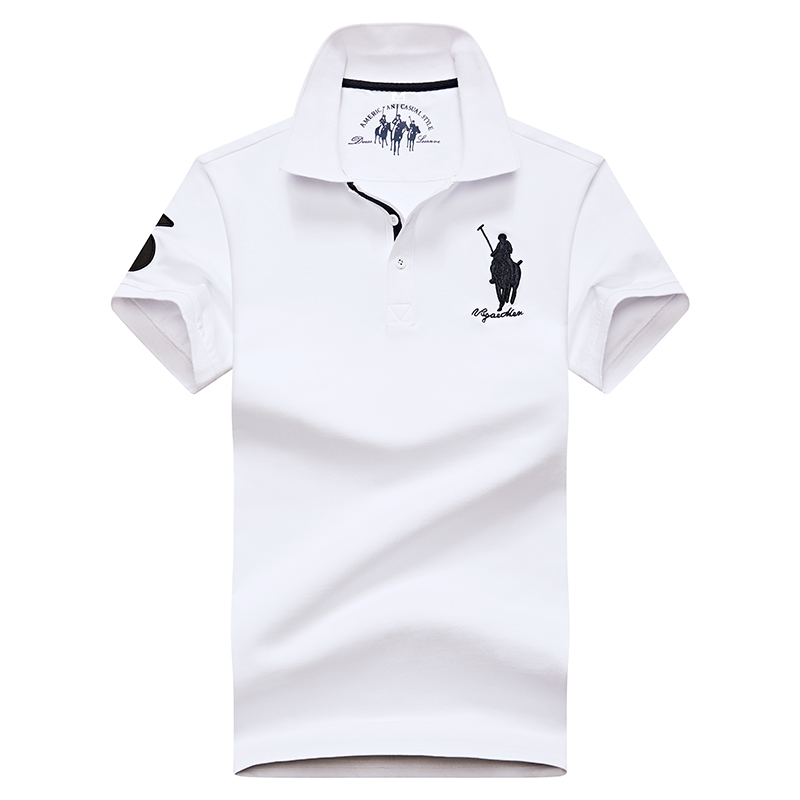 White 8635Embroidery label Polo shirt man Lapel Short sleeve T-shirt middle age Have leadership T Compassionate business affairs Dad Costume summer Paul's shirt