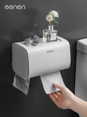 Powder room tissue box Toilet paper double-layer shelf toilet household punch-free creative waterproof removable toilet paper roll Toilet paper tube
