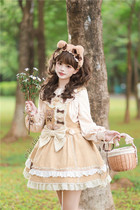 Dear dolls L1098 original lolita bear and bear low waist strap skirt Hat Badge suit