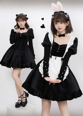 taobao agent Genuine double-sided velvet dress, square neckline