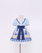  (To Alice Kids)TZL431 Original childrens clothing Cute Cat Sailor Navy Collar Dress