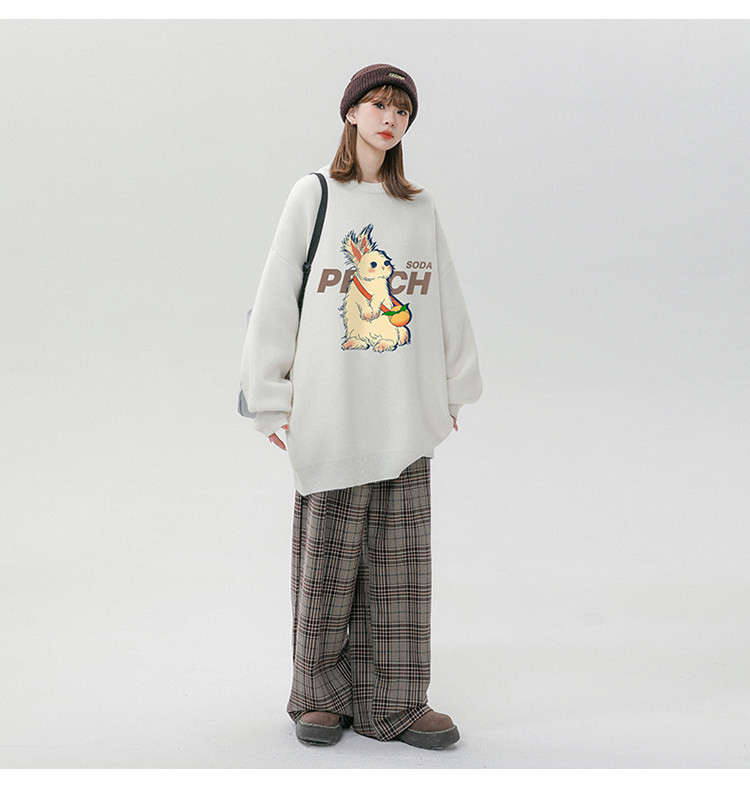 Pull femme imprimé coupe large pour la mode hivernale neutre_voghion.com