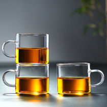 Household teacup heat-resistant glass product cup Kung Fu tea cup Ear cup Teacup High borosilicate glass material tea drinking small teacup