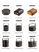 Handmade bamboo storage box retro tea set storage basket with lid household finishing basket Japanese tray fruit basket