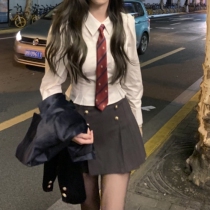 Your home spicy halo lala goddess coming to early autumn clothing grey college wind half tightness 100 pleats half body dress