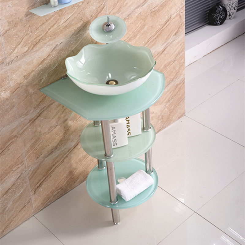 Floor-Standing Punch-Free Washbasin Tempered Glass Wash Basin Above Counter Basin Home Bathroom Washbasin Set Floor-Standing Punch-Free Washbasin Tempered Glass Wash Basin Above Counter Basin Home Bathroom Washbasin Set