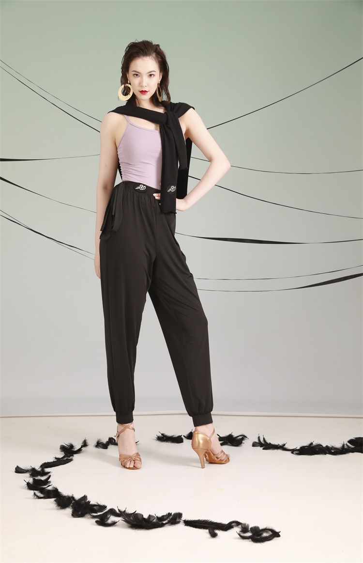 Betty's new Latin dance dress rehearsace national standard dance outfit women loose pants lacing roperin pants BD08