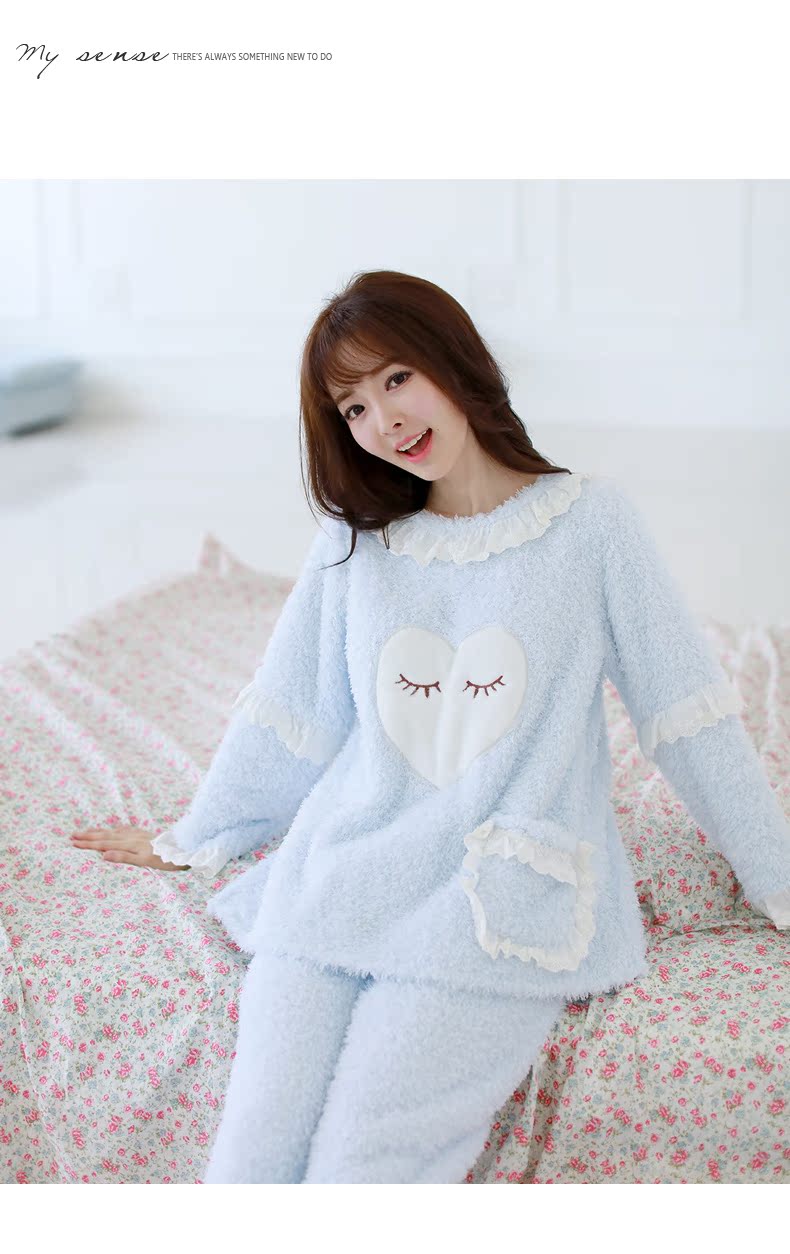 Phiên bản tiếng Hàn của bộ đôi đồ ngủ mùa đông ấm áp dày nhỏ phù hợp với nam mới tay dài lỏng lẻo đồ ngủ nam hàn quốc