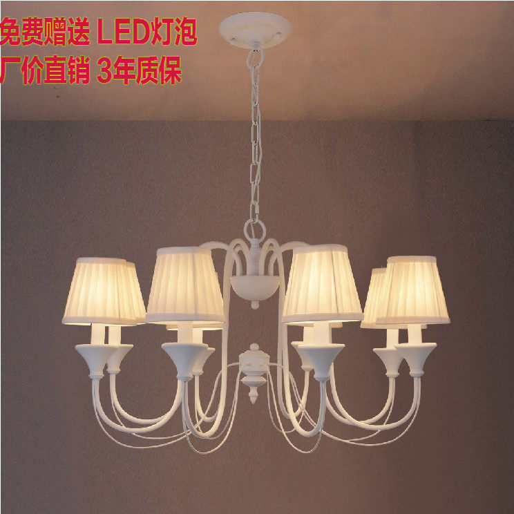 白色浪漫客厅餐厅卧室灯公主女孩铁艺田园吊灯欧式地中海韩式灯饰